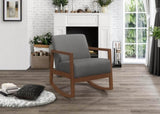 ZUN 1pc Rocker Accent Chair Modern Living Room Plush Cushion Gray Soft Upholstery Hardwood Frame Elegant B011126013