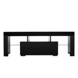 ZUN Elegant Household Decoration LED TV Cabinet with Single Drawer Black 01109599