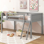 ZUN Twin Size Wood Loft Bed with Ladder, ladder can be placed on the left or right, Gray WF315204AAE