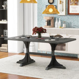 ZUN TREXM Retro Style Table 71'' Wooden Rectangular Table with Curved Design Legs WF306388AAE