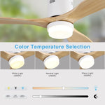 ZUN 52 Inch Decorative Ceiling Fan With 6 Speed Remote White 3 Solid Wood Blades Reversible DC Motor For W934P145932