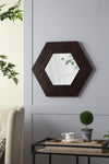 ZUN 18.5" x 18.5" Hexagon Mirror with Solid Wood Frame, Wall Decor for Living Room Bathroom Hallway, W2078133975