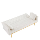 ZUN Cream White Convertible Folding Futon Sofa Bed , Sleeper Sofa Couch for Compact Living Space. W58842655
