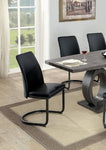 ZUN Contemporary Dark Gray Set of 2pc Side Chairs Kitchen Dining Room Metal U-Shaped Base Leatherette B011P145388