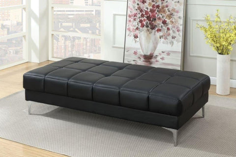 ZUN Black Bonded Leather Extra large Ottoman Metal Legs 1pc Ottoman HSESF00F7228