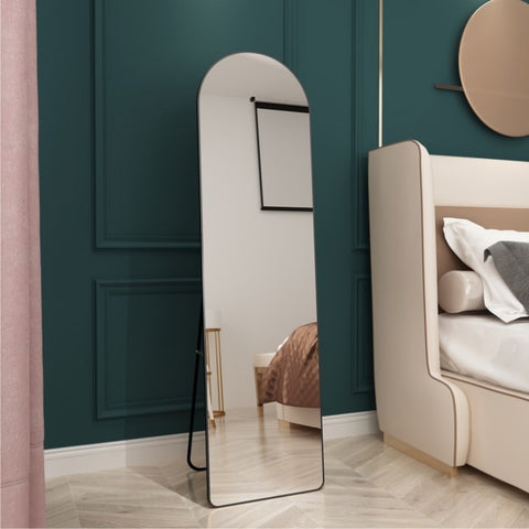 ZUN The 4st generation of floor mounted full length mirrors. Aluminum alloy metal frame arched wall W1151P143231
