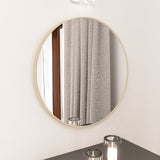 ZUN 24" Wall Circle Mirror Bathroom, Matte Gold Round Mirror Wall, 24 inch Hanging Round Mirror 01157827