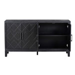 ZUN TREXM 4-door Retro Sideboard with Adjustable Shelves, Two Large Cabinet with Long Handle, for Living WF316368AAB