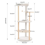 ZUN Multi-Level Cat Tree Modern Cat Tower Wooden Activity Center with Scratching Posts Beige 95146887