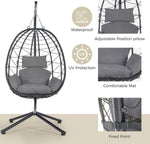 ZUN Egg Chair with Stand Indoor Outdoor Swing Chair Patio Wicker Hanging Egg Chair Hanging Basket Chair W874106468