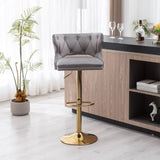 ZUN Bar Stools With Back and Footrest Counter Height Dining Chairs-Velvet Grey-2PCS/SET W67663275