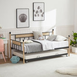 ZUN Daybed, sofa bed metal framed with trundle twin size, black, 77''L x 40.6'' W x 14.5'' H W116291734