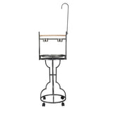 ZUN Bird Stand Rack with Solid Wood Perch, Feeding bowls, Waste Tray, Toy Hook and Casters, Black W2181P155342