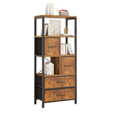 ZUN 5 layers with 4 drawers bookshelf particle board iron frame non-woven fabric 60*30*147cm black iron 20339433