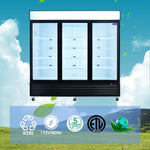 ZUN ORIKOOL Glass Door Merchandiser Refrigerator 70 Cu.ft Swing Door Commercial Display Refrigerators W2095126614