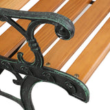ZUN 49" Garden Bench Patio Porch Chair Deck Hardwood Cast Iron Love Seat Rose Style Back 80193366