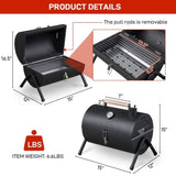 ZUN Portable Charcoal Grill with Thermometer & Wooden Handle, Compact Tabletop Barbecue Grill for 76168663