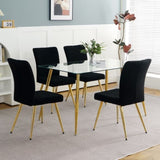 ZUN Modern Black teddy wool dining chair, upholstered chair with fabric accent side chair with W210127518