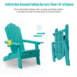 ZUN TALE Folding Adirondack Chair with Pullout Ottoman with Cup Holder, Oaversized, Poly Lumber, for 95450822