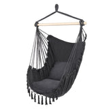ZUN Pillow Tassel Hanging Chair Gray 27528791