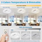 ZUN 21Inches Bladeless Ceiling Fan with Lights Remote Control Dimmable LED, 6 Gear Wind Speed Fan Light W2009120304