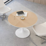 ZUN 42"Modern Round Dining Table with Printed Wood Grain Table Top,Metal Base Dining Table, End Table W75764012