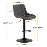 ZUN Grey Pu Leather Swivel Adjustable Height Bar Stool Chair For Kitchen W1516P147789