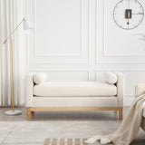 ZUN 53.5"W Elegant Upholstered Bench, Ottoman with Wood Legs & Bolster Pillows for End of Bed, Bedroom, W1852137239