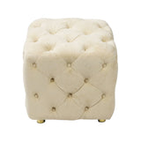ZUN Beige Modern Velvet Upholstered Ottoman, Exquisite Small End Table, Soft Foot Stool,Dressing Makeup W1170103515