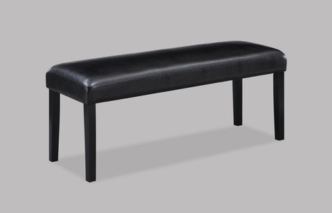 ZUN 1pc Contemporary Style Black Faux Leather Upholstery Dining Bench Tapered Legs Wooden Dining Room B011P149002
