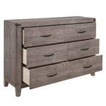 ZUN Industrial Design Brownish Gray Finish Dresser of 6 Drawers Premium Melamine Modern Bedroom B011P156154