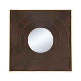 ZUN 40" x 40" Square Carved Mirror with Pleated Design with Gold Iron Frame, Neutral Colorway Wall Decor W2078126759