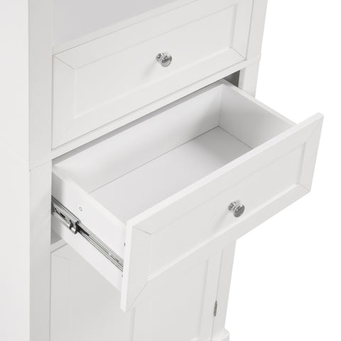 ZUN Tall Bathroom Storage Cabinet,Cabinet with One Door and Two Drawers, Freestanding Storage Adjustable WF314198AAK