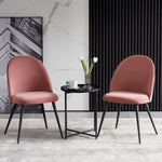 ZUN Dining Chair, Pink Velvet, Metal Black legs, Set of 2 Side Chairs W116440255