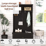 ZUN Hall Tree with Storage Shoe Bench Entryway and Hallway, 4-in-1 Design Coat Racks with 4 Hooks W1307113679