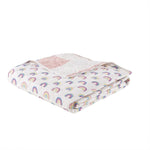 ZUN Cotton Cabana Stripe Reversible Quilt Set with Rainbow Reverse B035100438