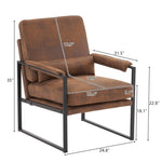 ZUN Single Iron Frame Chair Orange Bronzing Cloth Indoor Leisure Chair 72952664