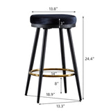 ZUN counter swing stool velvet Black color,barstools Set of 2 W1805111862