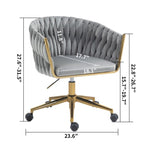 ZUN Modern design the backrest is hand-woven Office chair,Vanity chairs with wheels,Height W2215P147915