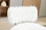 ZUN 25.2'' Wide Faux Fur Plush Accent Chair With Ottoman, Living Room Chair With Footrest, Fluffy W1852107378