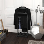 ZUN Accent Portable Garment Rack,Clothes Valet Stand with Storage Organizer,Black Finish W760P145329