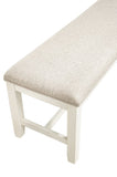 ZUN White Classic 1PC BENCH Rubberwood Beige Fabric Cushion Seats Dining Room Furniture Bench B011120835