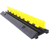 ZUN Cable Protector Ramp, 2 Channels Speed Bump Hump, Rubber Modular Speed Bump Rated 11000 LBS Load W465121324