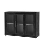 ZUN U-Style Wood Storage Cabinet with Three Tempered Glass Doors and Adjustable Shelf,Suitable for WF309063AAB