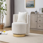 ZUN 25.2'' Wide Swivel Accent Barrel Chair, Modern Curved Tufted Back With Gold Metal Base, Upholstered W1852105780
