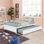 ZUN FULL BED WITH TWIN TRUNDLE AND TWO DRAWERS FOR WHITE COLOR W69732769