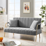 ZUN [New Design] Modern and comfortable Light Grey Australian cashmere fabric sofa, comfortable loveseat W128167430