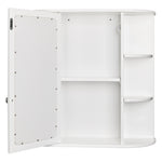 ZUN 3-tier Single Door Mirror Indoor Bathroom Wall Mounted Cabinet Shelf White 48311781