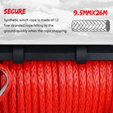 ZUN XPV Electric Winch 10000 LBS 12V Synthetic Rope Load Capacity Red Rope Jeep Towing Truck Off Road W121883548