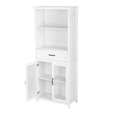 ZUN FCH American Country MDF Spray Paint Upper Shelf Middle Drawer Lower Two Doors Bookcase White 84938635